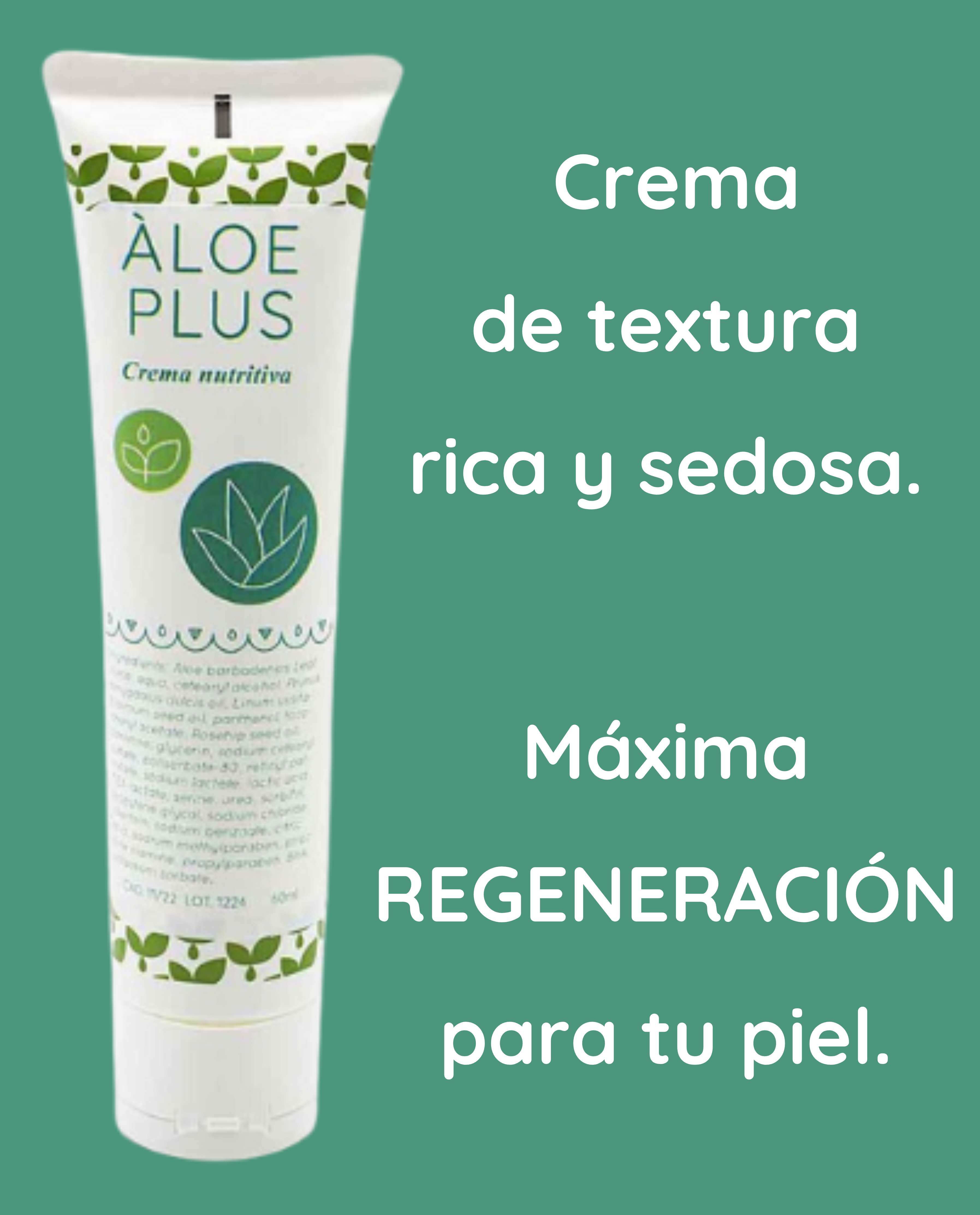 Crema nutritiva áloe plus 1842 de textura sedosa y densa, con aceites vegetales, vitamina A y E, dexpantenol y L-carnitina. Máxima regeneración para psoriasis, dermatitis atópica en brotes locales e intensos.