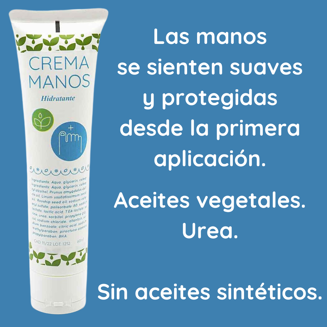 Crema de manos 1842, aceites vegtales y urea para cuidar tus manos.